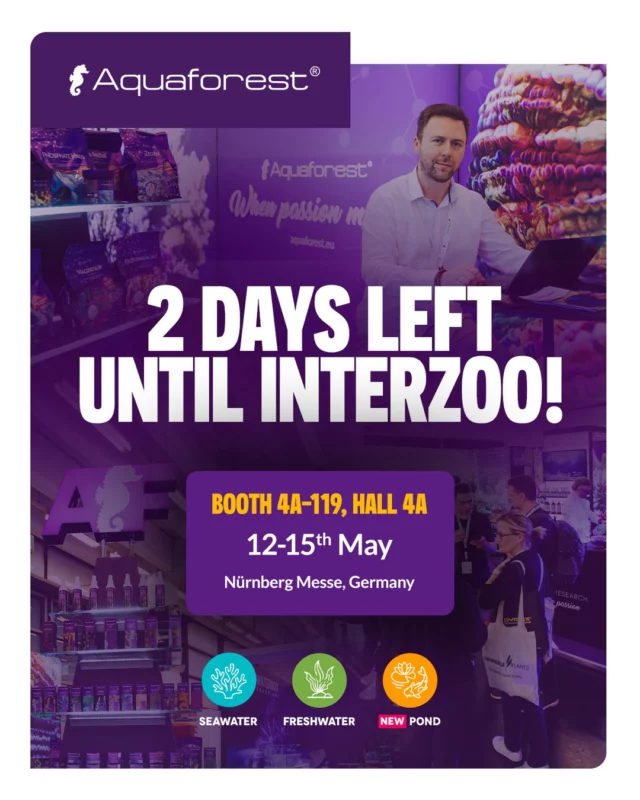 It’s almost time! ⏳💜
Just 2 days left until @interzoo_2026 opens its doors!

We’ll be there from 12–15 May at booth 4A-119, Hall 4A.

New products, fresh ideas and a lot of reef talk waiting for you 🤝

NürnbergMesse – see you there! ✨